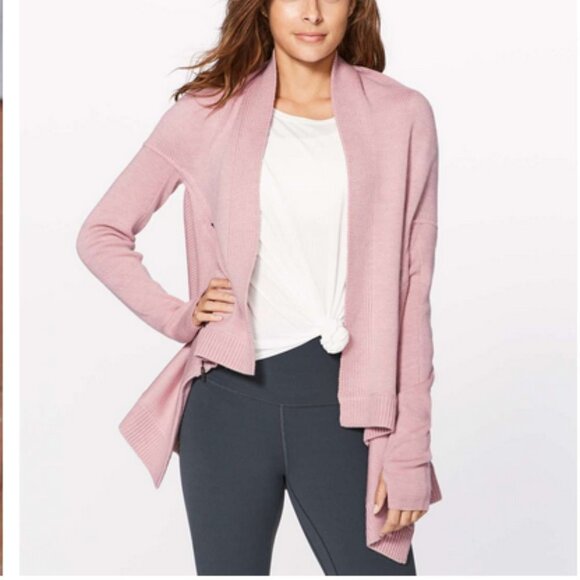 Lululemon Wrap It Up Sweater Heathered Mink Berry Shawl Cardigan Size 4 - Picture 1 of 11